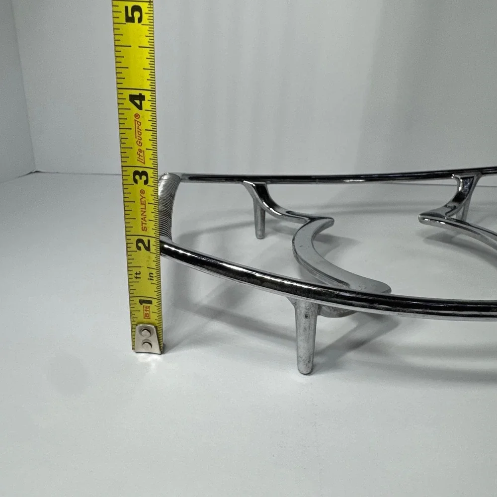 Vintage Corning Ware P-11-M Chrome Serving Cradle Ribbed‎ Handle Roaster Trivet